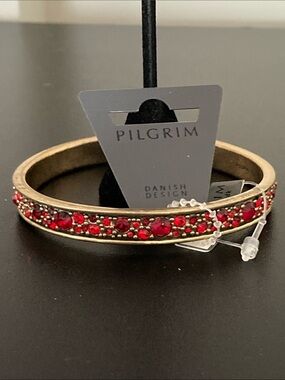 Pilgrim Gold-Tone Bracelet with Red Crystals